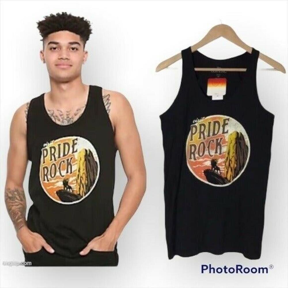 Disney The Lion King "Visit Pride Rock" Men's XS 100% Cotton Black Tank Top